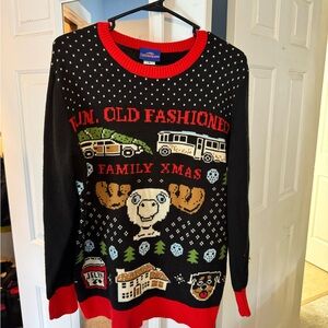 National Lampoons Christmas Vacation Black and Red Christmas Sweater